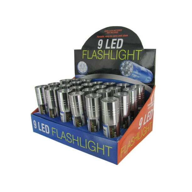 Pack of 24 LED Crank Flashlight Countertop Display 
